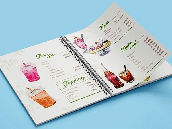 In menu bìa cứng 